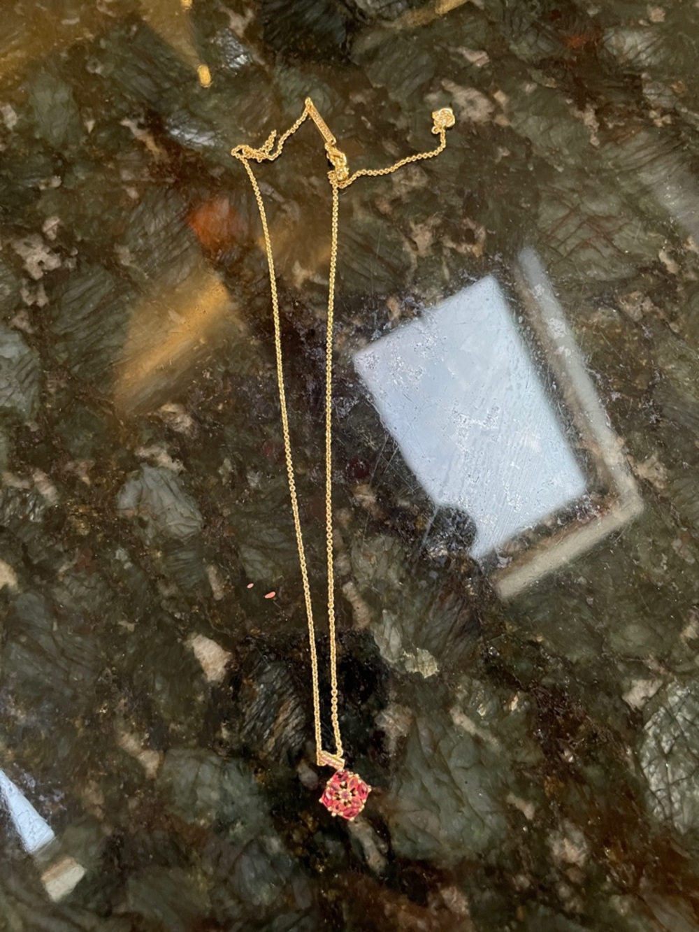 Kendra Scott Gold Chain Necklace with Pink Cluster Pendant